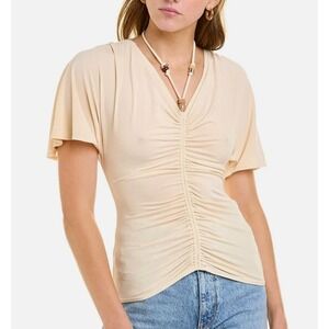 A.L.C Nina Ruched Beaded Blouse Cream